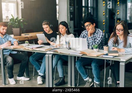 Group of Students Engaged in Study Session at Library Stock Photo