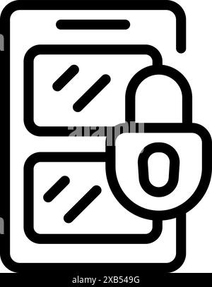 Smartphone is being secured with a lock displaying the number zero, symbolizing the concept of digital security Stock Vector