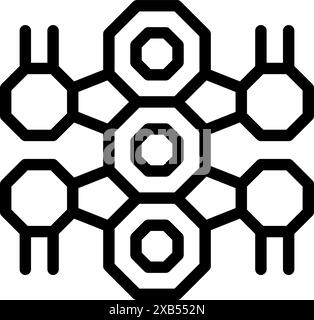 Futuristic abstract design featuring interconnected hexagon shapes forming a complex and intricate pattern Stock Vector