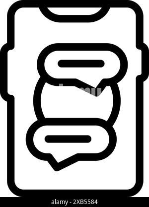 Simple icon of a smartphone displaying two speech bubbles, symbolizing a conversation or message exchange Stock Vector