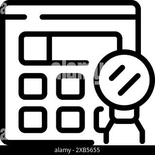 Magnifying glass is inspecting a website, symbolizing the concept of seo audit and website analysis Stock Vector