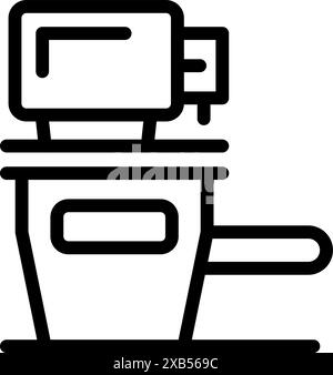 Line icon of a milling machine, a powerful tool used in manufacturing to cut and shape metal workpieces Stock Vector