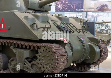 Bovington.Dorset.United Kingdom.February 25th 2024.A Sherman Firefly tank from world war two is on show at the Tank Museum in Dorset Stock Photo