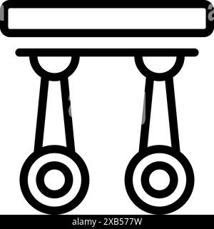 Simple line art icon of a track lighting fixture with two spotlights Stock Vector