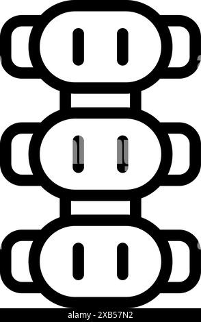 Minimalist drawing representing an electrical socket strip, connecting three devices, providing power supply Stock Vector