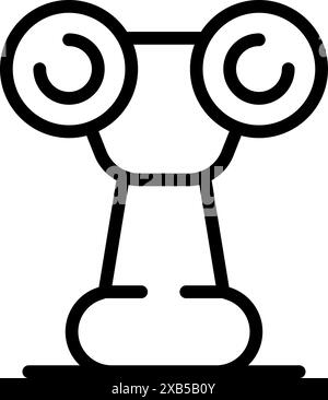 Simple binoculars icon drawn with thin black lines on a white background, representing the concept of looking and searching Stock Vector