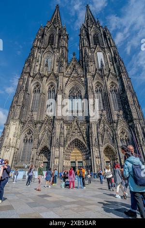 Cologne, Germany - May 22, 2024 : Panoramic view of tourist at the impressive Dom Cathedral of Saint Peter in Cologne Germany Stock Photo