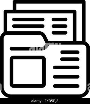 Minimalist icon of a computer folder containing several digital documents displaying data Stock Vector
