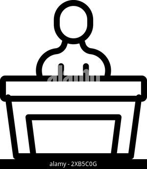 Politician standing behind a lectern speaking to a crowd during a rally Stock Vector