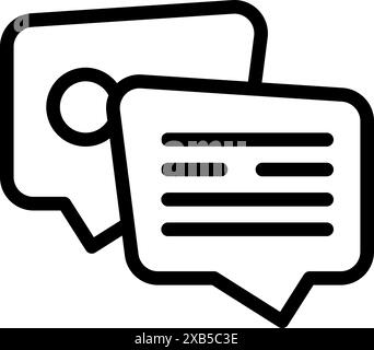 Two overlapping speech bubbles representing online chatting with user profile picture Stock Vector