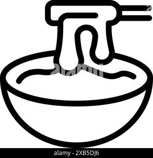 Beautician applying hot wax with wooden spatula in bowl for depilation treatment line icon Stock Vector