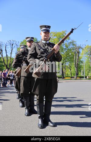 On May 4th 1990 Latvia proclaimed it's independence from the USSR after decades of Soviet occupation, & this date is always celebrated in Riga. Stock Photo