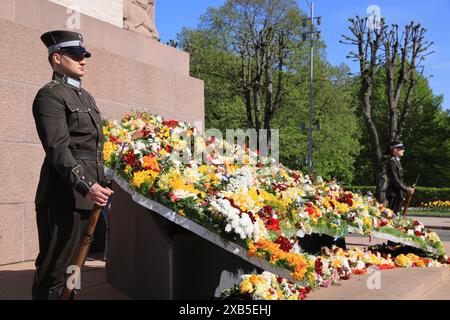 On May 4th 1990 Latvia proclaimed it's independence from the USSR after decades of Soviet occupation, & this date is always celebrated in Riga. Stock Photo