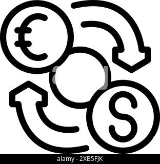 Euro and dollar symbols exchanging funds, representing currency exchange Stock Vector