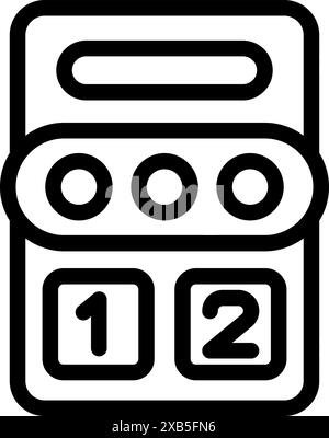 Electronic scoreboard showing the numbers one and two for keeping score during a game Stock Vector