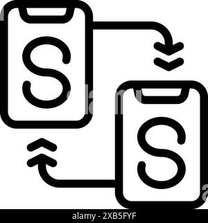 Mobile banking app transferring money from one account to another using smartphones Stock Vector