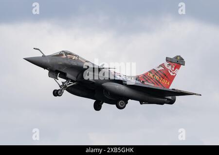 Jagel, Germany. 10th June, 2024. Dassault Rafale of Flotille 11F Marine nationale ‘French Navy' takes off, during the NATO Tiger Meet Spotters Day 2 at Schleswig AB, Jagel, Germany, 10th June 2024 (Photo by Cody Froggatt/News Images) in Jagel, Germany on 6/10/2024. (Photo by Cody Froggatt/News Images/Sipa USA) Credit: Sipa USA/Alamy Live News Stock Photo