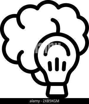Lightbulb is emerging from a human brain, symbolizing the generation of new ideas and the power of innovation Stock Vector