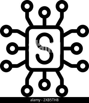 System on chip soc processor is connecting with lines icon for apps and websites Stock Vector