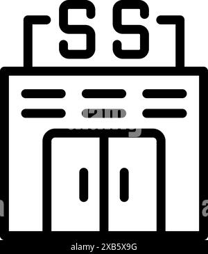 This icon represents a secure server room, emphasizing data protection and security measures Stock Vector