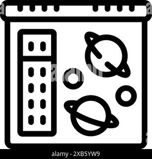 Line drawing of a control panel managing planets orbiting around a star Stock Vector