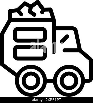 Line icon of a mining truck carrying coal Stock Vector