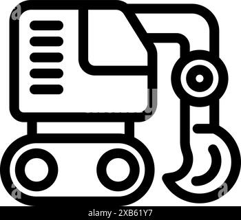 Icon of an excavator digging, designed with continuous lines for a modern and minimalist look Stock Vector