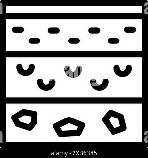 Soil layers cross section showing different horizons with humus and stones for geology science education Stock Vector