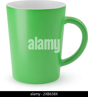 Illustration of Empty Green Ceramic Coffee Cup. Isolated Mockup with Shadow Effect, and Copy Space for Your Design Stock Vector