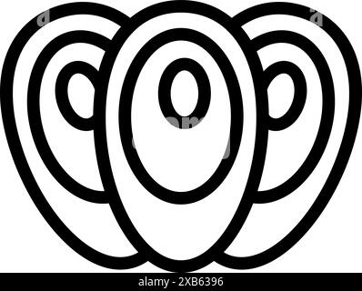 Abstract black and white icon design element with intertwined circles creating an organic shape Stock Vector