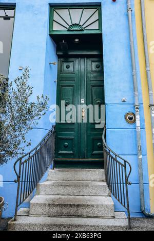 Old door in the historical center of Copenhagen, Nyhavn area Stock Photo