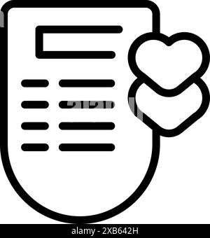 Stylized mobile phone screen showing a list being matched with two hearts Stock Vector
