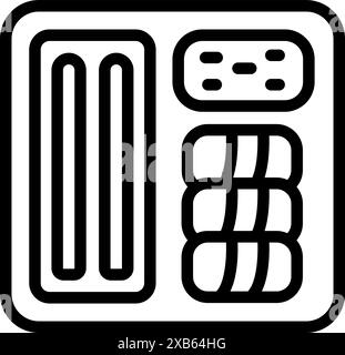 Simple line icon of a computer case, perfect for projects related to building or repairing pcs Stock Vector
