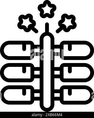 Firework rocket exploding with stars displaying celebrating new year eve festive event Stock Vector