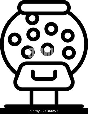 Simple lottery machine dispensing winning balls icon representing gambling and prize drawing Stock Vector