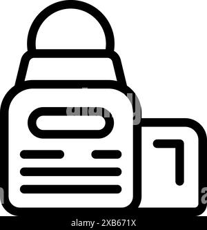 Line icon of a retro camera taking a picture with the flash on Stock Vector