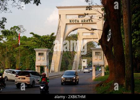 Indonesia, May 06 2024 : bridge at Araya housing complex, Malang. The ...