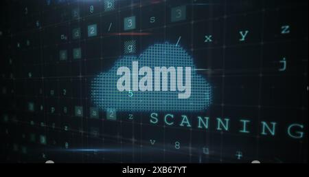 Digital cloud icon with word SCANNING on dark background Stock Photo