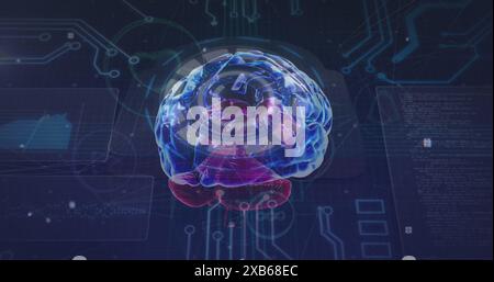 A digital rendering of human brain with vibrant colors and intricate details Stock Photo