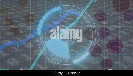 Digital interface with various graphs and data visualizations Stock Photo