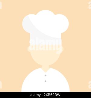 Chef icon. Flat vector design. White hat illustration. Minimalist avatar silhouette. Stock Vector