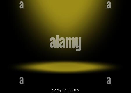 Vector spotlight background. Yellow gradient shading. Light source above. Dark vignette effect. Stock Vector