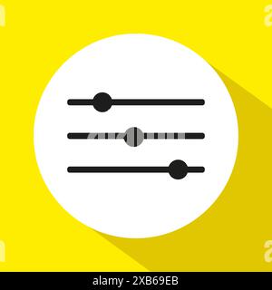 Slider icon vector. Yellow background design. Adjustment control symbol. Simple graphic illustration. Stock Vector