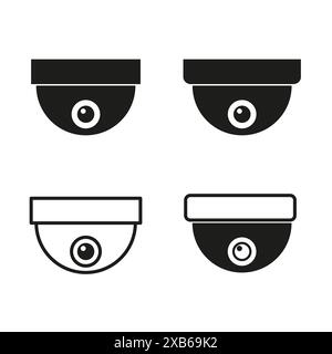 Security camera vector. Surveillance icons set. Home monitoring devices. Simple outline symbols. Stock Vector