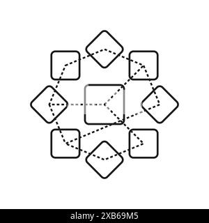 Network of connected nodes. Decentralized architecture. Peer to peer ...