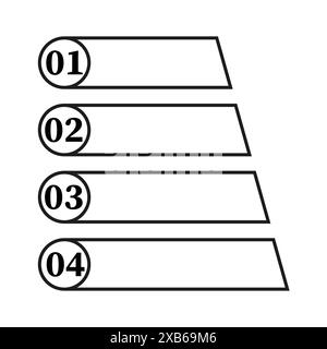 Numbered list design. Four sections. Black and white vector. Simple layout. Stock Vector