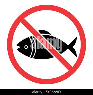 No fishing vector icon with flat style. Warning, ban, caution sign. Do not fishing sign. No fishing sign symbol vector illustration. Stock Vector