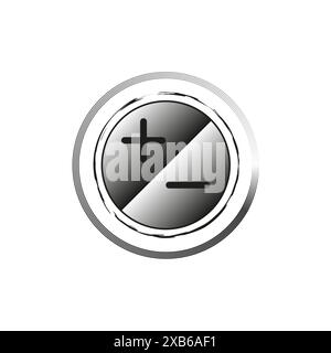 Plus minus button. Black and white. Circular icon. Vector illustration. Stock Vector