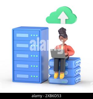 3D illustration of businessman.Big Data and Cloud Computing, Business characters using remote servers to analyzing large sets of data and recognizing Stock Photo