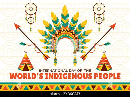 Worlds Indigenous Peoples Day on August 9 Hand Drawn Cartoon Flat ...